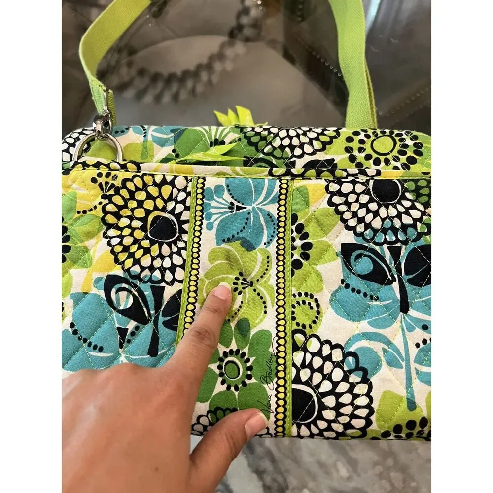 Vera Bradley Hard Shell Computer Zip Case Lime’s Up! 12”x9” CROSS Shoulder Strap